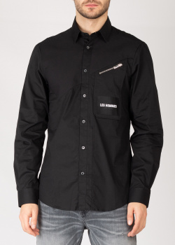 Рубашка Les Hommes черного цвета с накладным карманом, фото